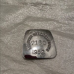 Rare! Antique Beer Waiter 1952 metal badge 2160, Manitoba